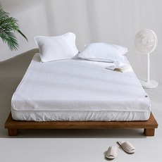 BOWELL Cool Power Duraron 涼感加厚壓紋涼墊 固定帶涼感墊 + 枕頭套組, 白色