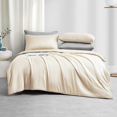 J-bedtime 床寢時光 萊賽爾天柔絲純色雙人被套 AB版 PM7664M, 知性米