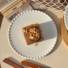 Parajuni 凸紋蕾絲線條甜點盤 HJ0223, 白色, 1個