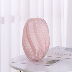 Mirnoa 奢華波浪藝術玻璃花瓶 MMM3519, 粉紅色
