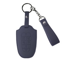 오시에나 자동차 가죽 스마트 차키케이스 스프링 키홀더, 네이비, 현대 G(7버튼)