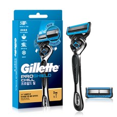 Gillette 吉列 正品 ProShield 鋒護冰爽刮鬍刀架 + 替換刀片 2入組, 1個