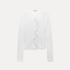 미쏘 여성용 러플 오픈형 티셔츠