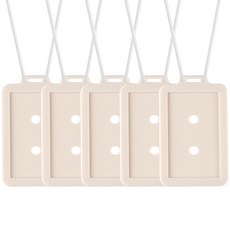 FLaiTO 矽膠員工證卡套 5入 + 掛繩 5入 套組, 象牙白(卡套), 半透明(掛繩), 1套