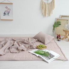 vivienda 防滑竹纖維涼感泡泡沙棉被薄墊枕頭組, 米色