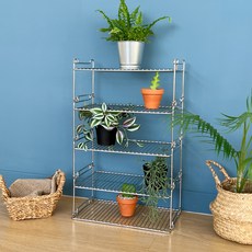 積木花盆整理層架 4入 + 底板套組 M, 5層, 不鏽鋼