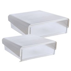 마켓플랜 클리어 슬라이딩 서랍 소 + 대, 화이트, 1단