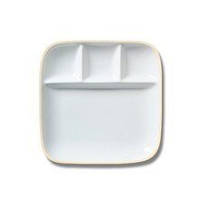 萊姆橄欖金色線條4格分菜盤, 白色