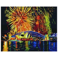 KMELLIE 畫框式 3D 雪梨歌劇院 圓鑽 DIY 鑽石畫 50 x 40 cm, 混色, 1個