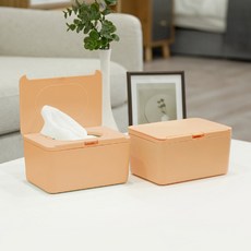 가쯔 원터치 물티슈 보관 디스펜서 케이스, 피치퍼즈, 2개