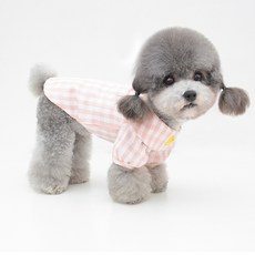 마켓에이 오리 체크 셔츠 강아지옷, 핑크, 1개