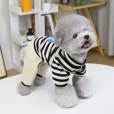 파스텔펫 반려동물 알파벳 줄무늬 올인원, 블랙, 1개