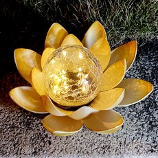 VISANG 蓮花造型太陽能碎裂球庭園燈, 黃色