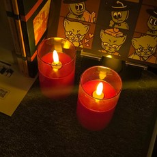 PARTYSHOW 擬真LED蠟燭 中型 9.5cm, 2個, 紅色