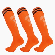 남성용 축구 논슬립 스포츠 니삭스, 오렌지, 3세트