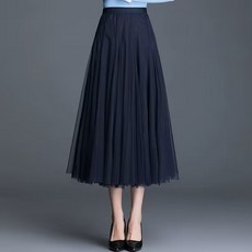 peilit 女款下擺不收邊鬆緊腰圍網紗長裙