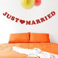 JUST MARRIED 派對毛氈掛旗, 2個, 紅色