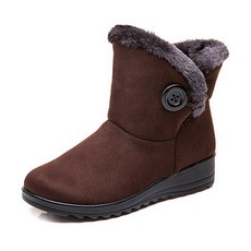 MARKET A 여성용 단추포인트 벨벳 키높이 부츠