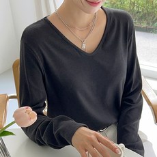 시크폭스 여성용 made 텐셀 소프트 레이온 브이넥 티셔츠