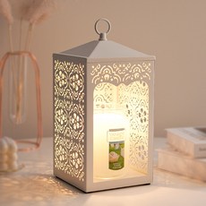 YANKEE CANDLE 轉盤式計時器蠟燭加熱燈+蠟燭 L號+燈泡組 2入, 白色(融蠟燈)+Clean Cotton(蠟燭)