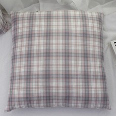 Beau Monde 韓國製造 30支棉紗染四季坐墊套, 常春藤格紋 柔和粉色