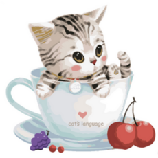 Momofix Painting 塗色DIY繪畫組 40*40cm, 櫻桃貓