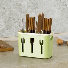 묘먀미 벽걸이 숟가락 젓가락 분리형 수저통 FM084, 그린, 1개