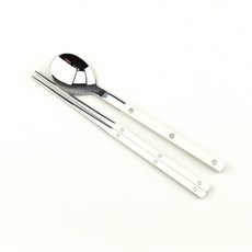 Bogen 韓國製造 Marson 銀色餐具 湯匙筷子組, 1套, 湯匙 + 筷子, 白色