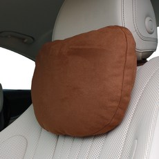 WOOGUN 車用頭枕麂皮頸枕, 棕色, 2個