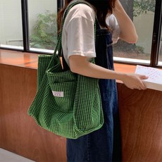 Build On Neat Check Knit Big Size Canvas Shopper Eco Bag