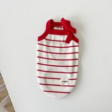 MAGDOG 狗狗玫瑰蝴蝶結無袖T恤, 紅色