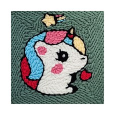 Iammini 方形帆布戳戳繡針織DIY套組, 1套, 寶寶獨角獸