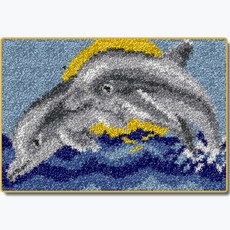 Alode水生動物地毯地墊DIY技能刺繡套組NO_10中文版白色印花網布, NO_10, 1套