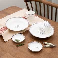 HANKOOK CHINAWARE L'été de Paris 義大利麵醃菜B餐具組 6件組, 混合顏色, 馬克杯 2件 + 義大利麵碗 22.8cm 2件 + 附腳碟 11.8cm 2件, 1套