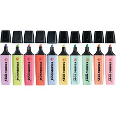 STABILO 思筆樂 Boss Pastel 10色螢光筆套組, 黃色、粉紅色、薄荷色、綠松石色、丁香色、藍色、石灰、紅色、奶油桃、櫻花, 1套