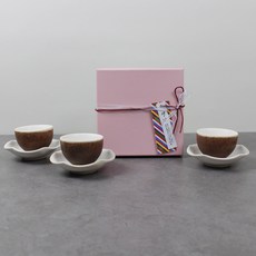 Dalsogum 圓形茶杯3人烤栗色套組, 白色 + 棕色, 1套, 茶杯3p + 茶杯托3p