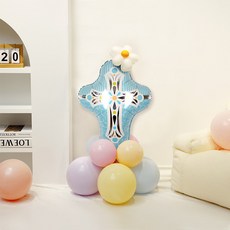 夏令聖經學校 十字架花朵氣球柱子套組, 藍色(十字架氣球), 隨機出貨(魔術氣球), 3套