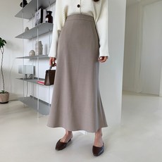 시크블랙 여성용 소소보 밴딩 심플 A라인 롱 스커트 cpsk5841k38