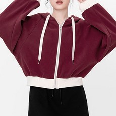 구디프 여성용 파인와인 컴포트 숏 후드 집업