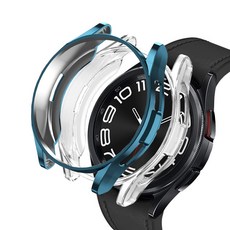 루아르모 갤럭시워치 TPU 풀커버 범퍼 케이스 2p 세트, 청색, 투명