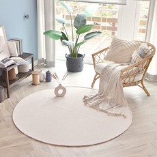 LEREVE 워셔블 셔닐 발수 모던 원형 러그