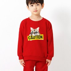 키즈크루 아동용 신중한고양이 기모 맨투맨