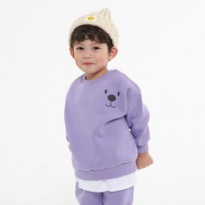 童款笑臉小熊圖案刷毛長袖上衣+縮口長褲套裝