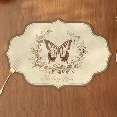 Makemine 高級質感防水防油矽膠皮革餐墊, 45 x 30 cm, 1個, 蝴蝶4