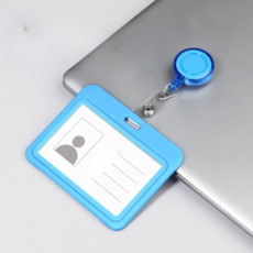 굄스 易拉扣姓名牌 名牌 10.2 x 8 cm, 2個, 天藍色橫式