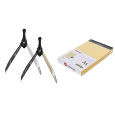 deLi 有線筆記紙 A5 黃色 5入+圓規組 2款, 1套