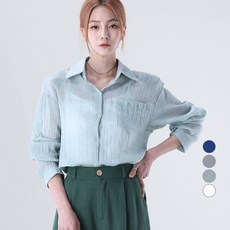 어썸어라운드 여성용 포켓 컬러 거즈 셔츠