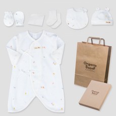 Organic Boom 嬰兒用 青蛇年 蛇年 夏季用 新生兒紗布衣 + 帽子 + 圍兜 + 防抓手套 + 襪子 + 手帕 + 禮盒套組 + 提袋