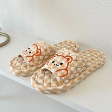 JadeShoe 三層氣墊棉質拖鞋, 1個, 小熊 橘色