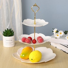 Dometopia Enjoy 3層點心盤, 1個, 花形 + 金色